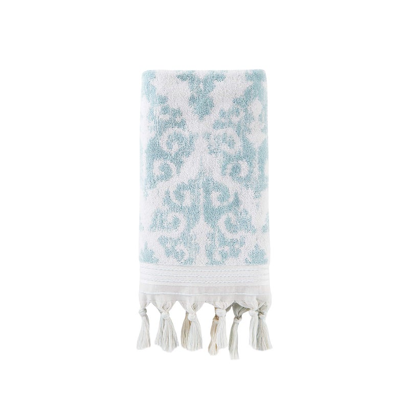 SKL Home Mirage Fringe 100% Turkish Cotton Hand Towel Set, Aqua - Image 2